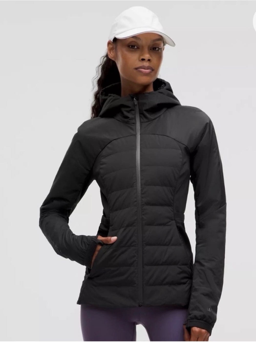 Lululemon sz 2 Down for It All Jacket Coat Black Puffer Zip Insulated Hoodie